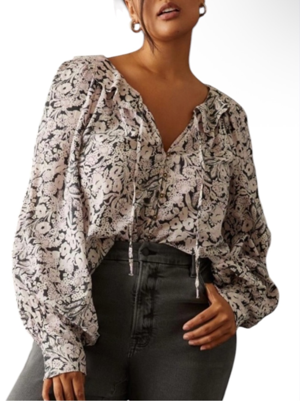 By Anthropologie Peasant Ruffle Top Cottagecore Whimsical Floral Poet Blouse | L